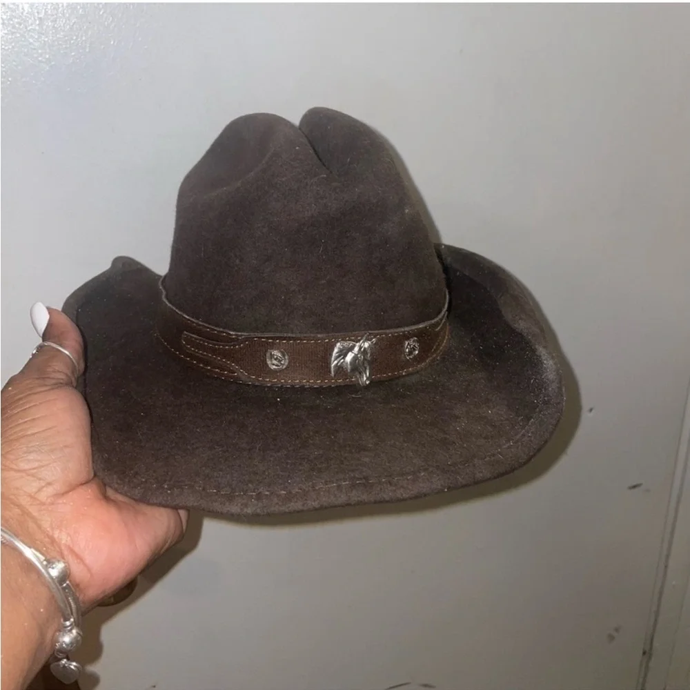 Brown Wide-Brimmed Fedora Hat - Picture 1 of 5